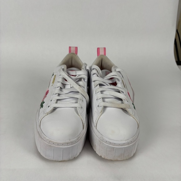 Puma Mayze White, Garnet Rose-Vine Embroidery Size 7 Platform Shoes - Picture 4 of 13